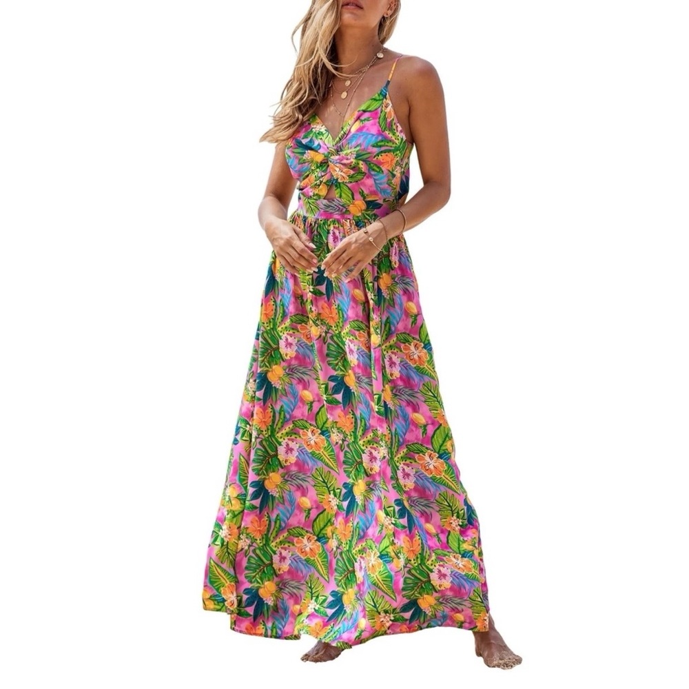 Cupshe Tropical Floral Maxi Dress - Size Large - Picture 2 of 5
